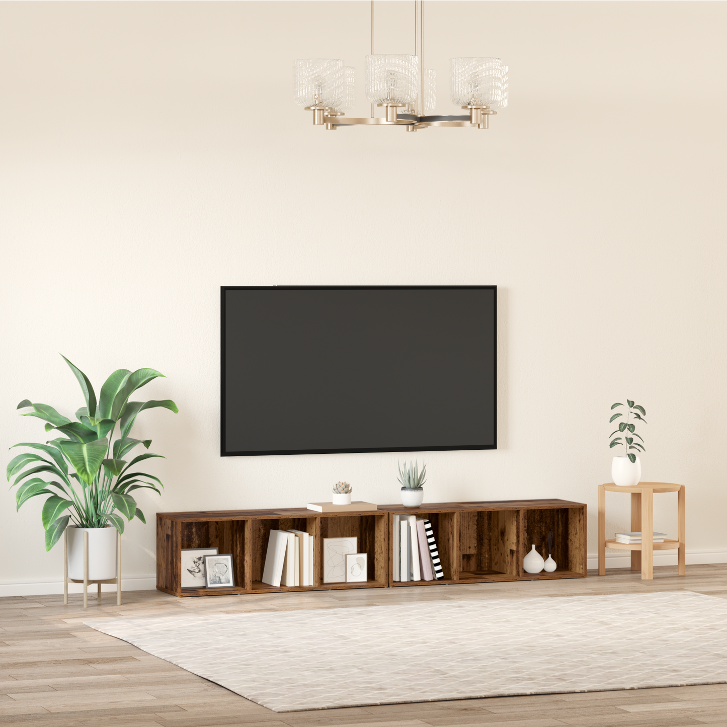 TV Cabinet Set 2 pcs Old Wood 37 x 35 x 107cm Engineered Wood