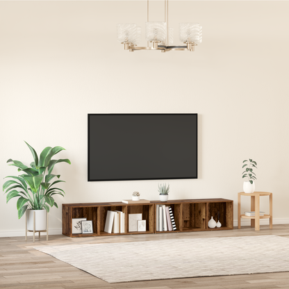 TV Cabinet Set 2 pcs Old Wood 37 x 35 x 107cm Engineered Wood