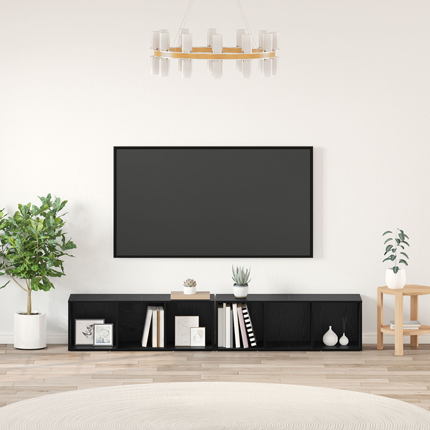 TV Cabinet Set 2 pcs Black Oak 37 x 35 x 107cm Engineered Wood