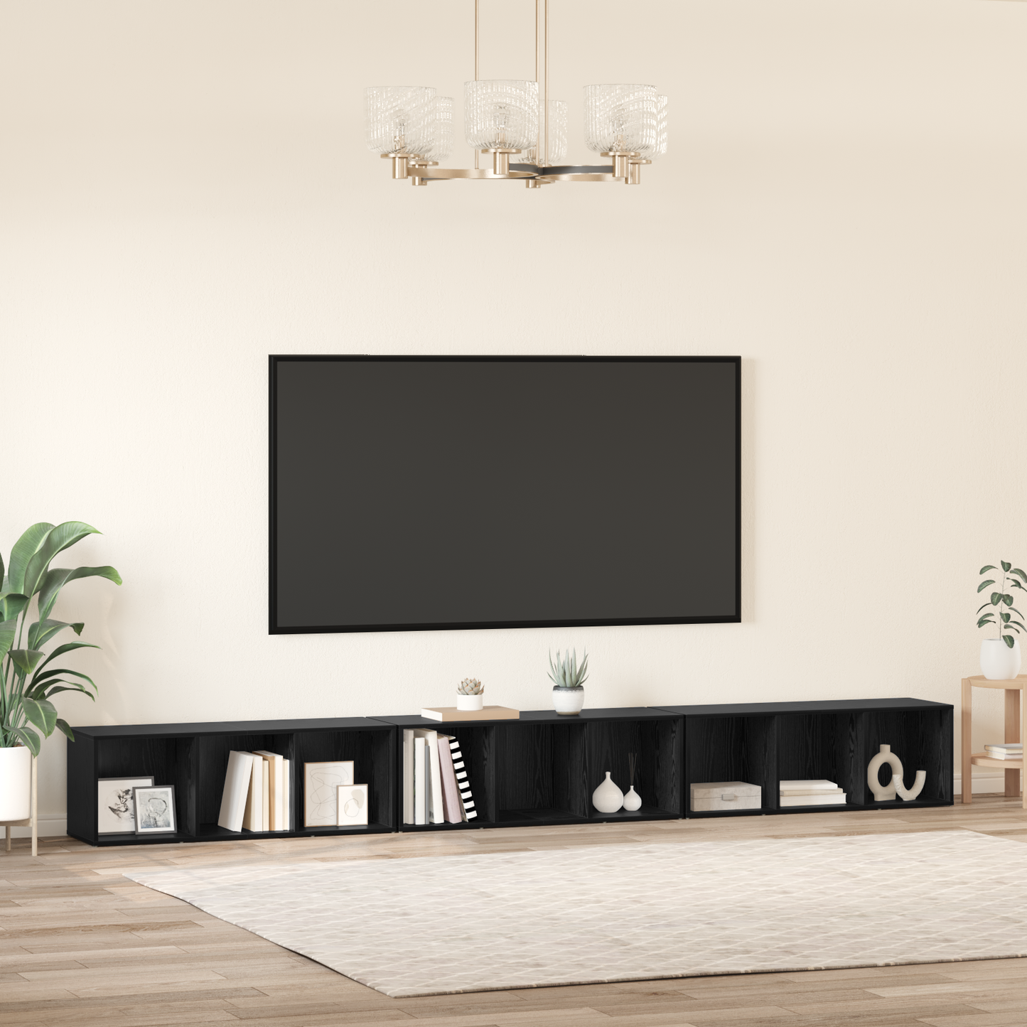 TV Cabinet Set 3 pcs Black Oak 37 x 35 x 107 cm Engineered Wood
