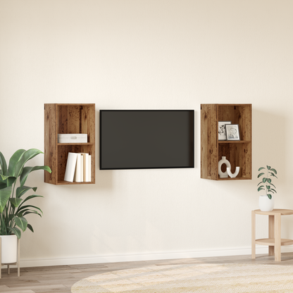 TV Cabinet Set 2 pcs Old Wood 37 x 37 x 72 cm Engineered Wood