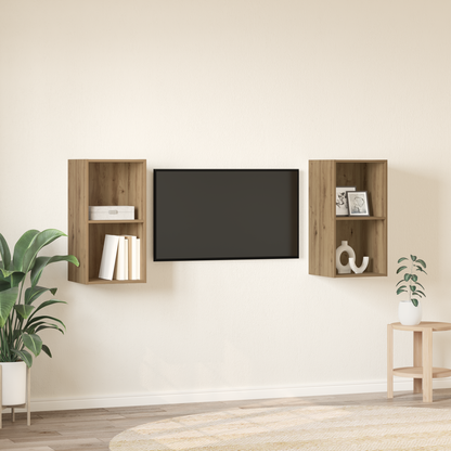 TV Cabinet Set Wall-mounted 2 pcs Artisan Oak 37 x 37 x 72 cm