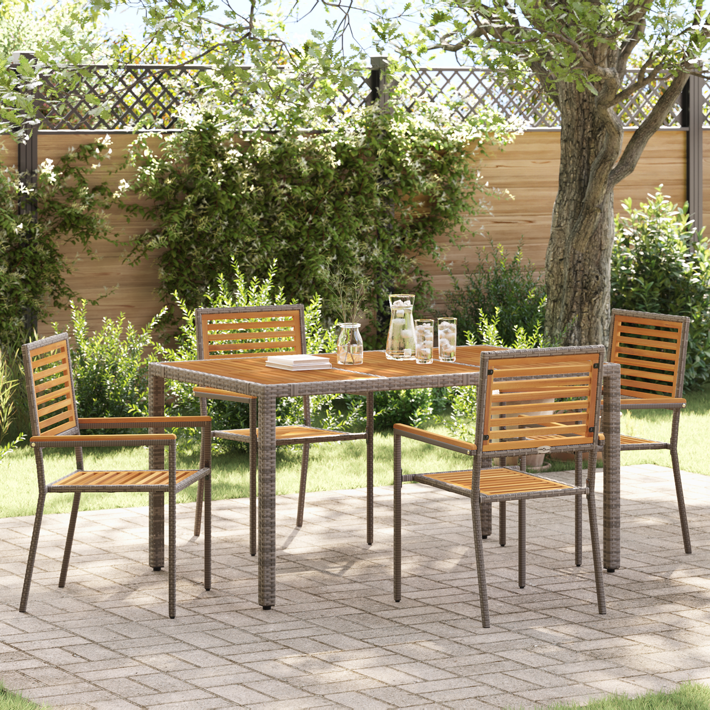 Garden Stacking Chairs 4 pcs Brown and Grey 54 x 56 x 90 cm