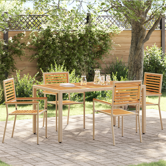Garden Stacking Chairs 4 pcs Brown and Beige 54 x 56 x 90 cm