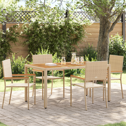 Garden Stacking Chairs 4 pcs Cream and Brown 54 x 56 x 90 cm