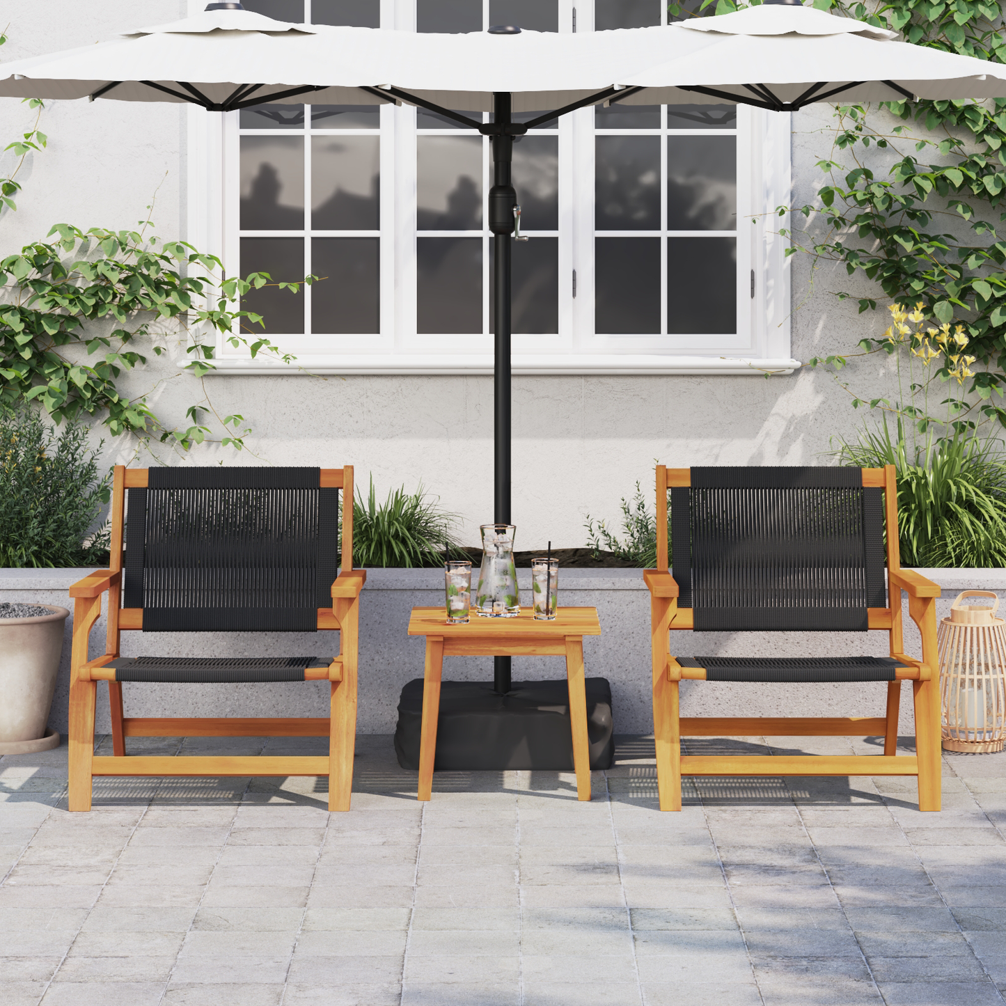 Garden Furniture 2 pcs Black 67 x 76 x 73 cm Solid Acacia Wood