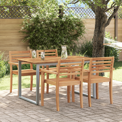 Garden Table Grey 140 x 80 x 75 cm Solid Acacia Wood