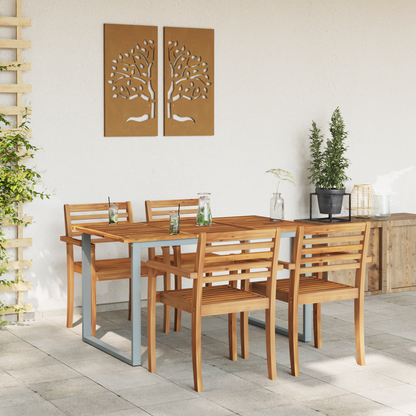 Garden Table Grey 140 x 80 x 75 cm Solid Acacia Wood