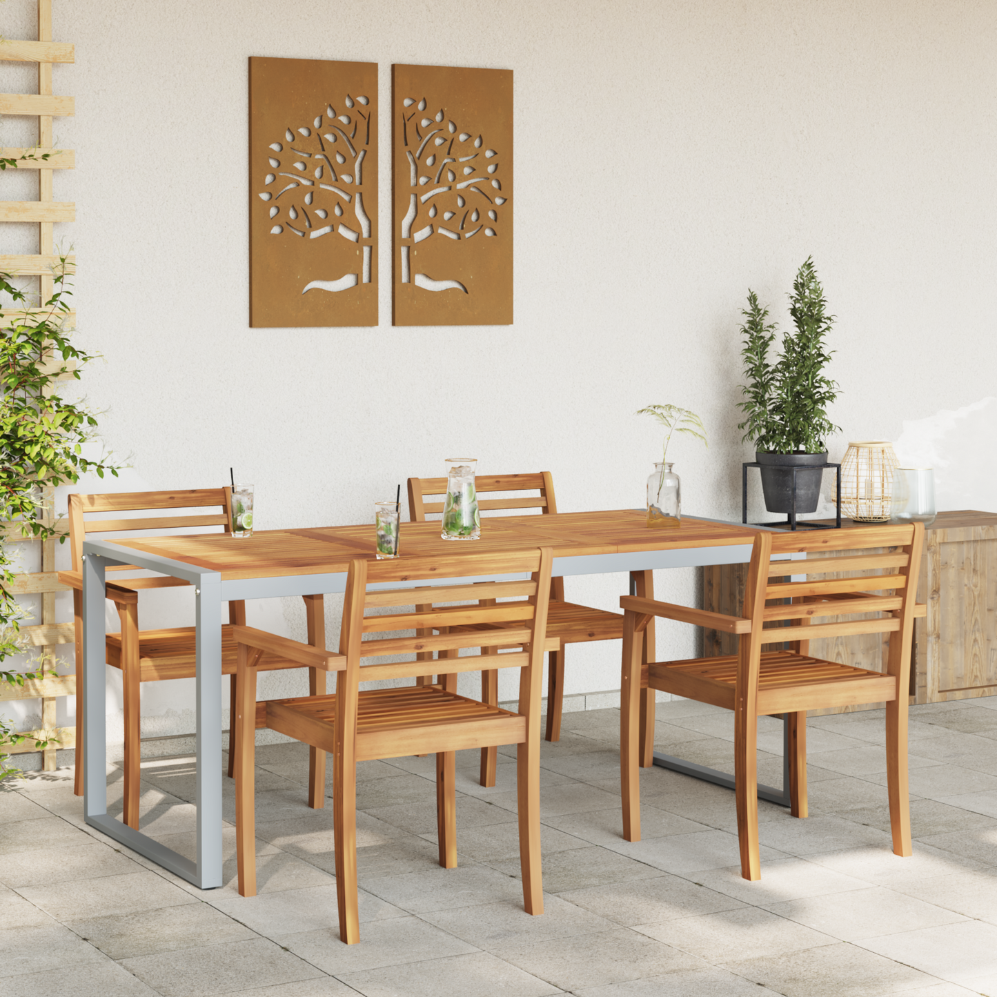 Garden Table Grey 180 x 90 x 75 cm Solid Acacia Wood
