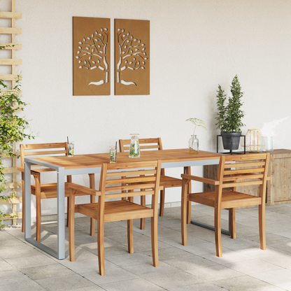 Garden Table Grey 180 x 90 x 75 cm Solid Acacia Wood