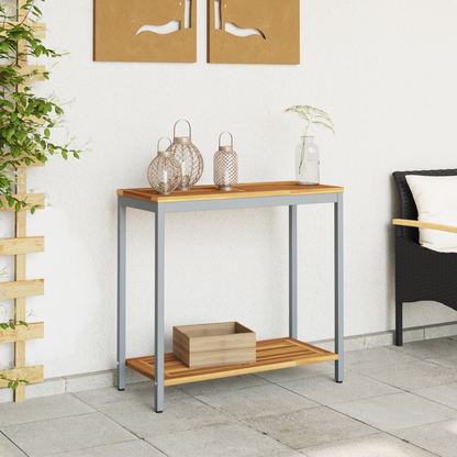 Outdoor Table with Storage Natural and Grey 80 x 35 x 75 cm