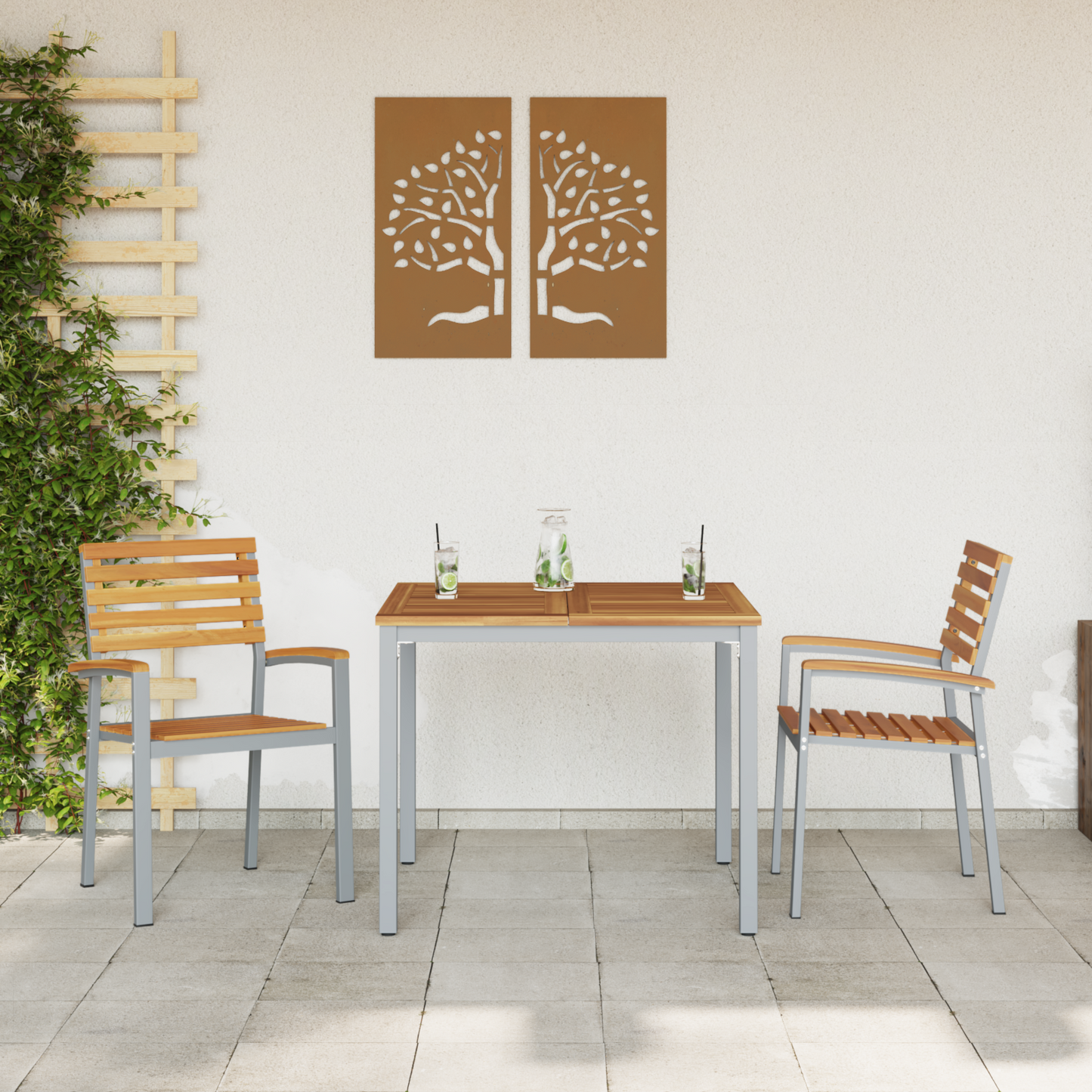 Garden Chair 2 pcs Brown 56 x 57 x 87 cm Solid Acacia Wood