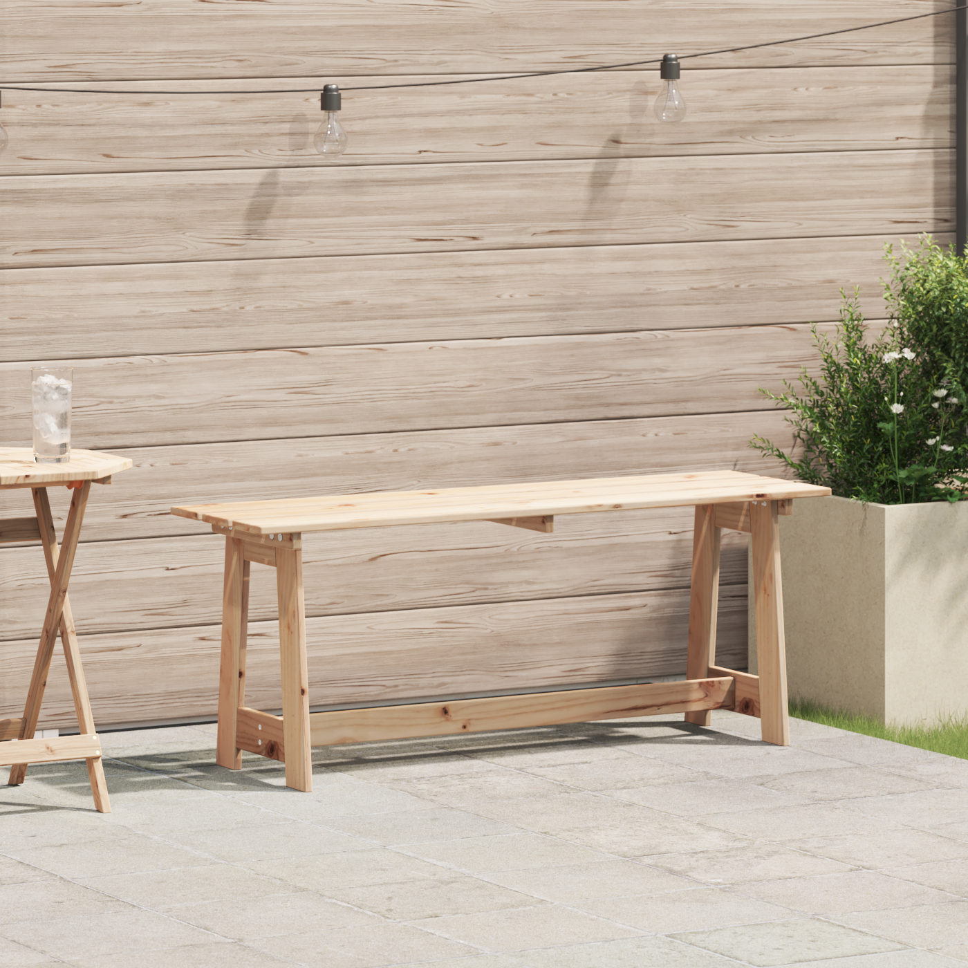 Outdoor Bench Natural 119 x 37 x 47 cm Solid Pine Wood