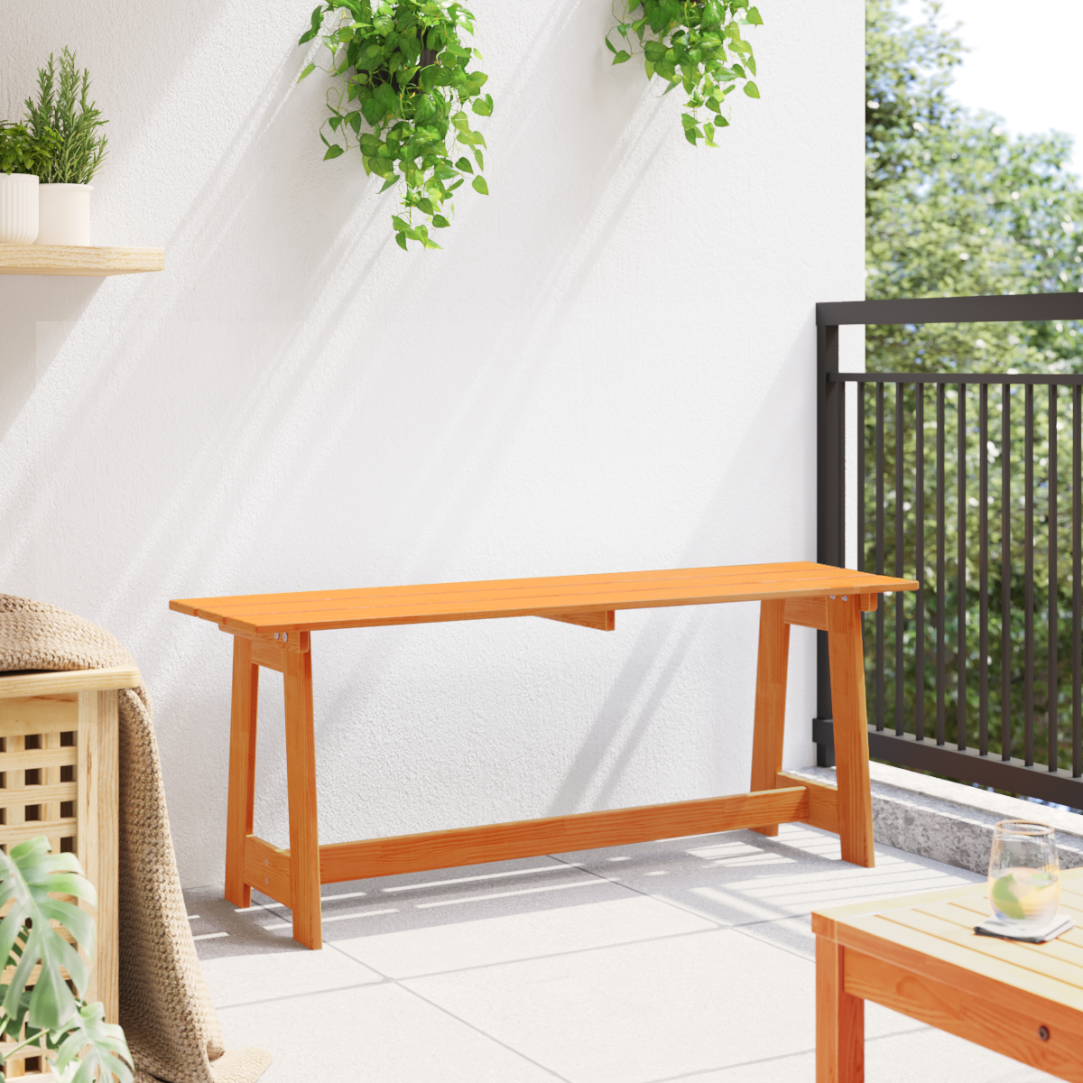 Outdoor Bench Brown 119 x 37 x 47 cm Solid Pine Wood