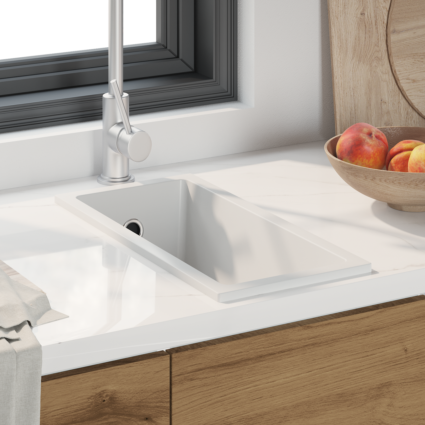 Kitchen Sink White 21 x 44 x 14 cm Granite