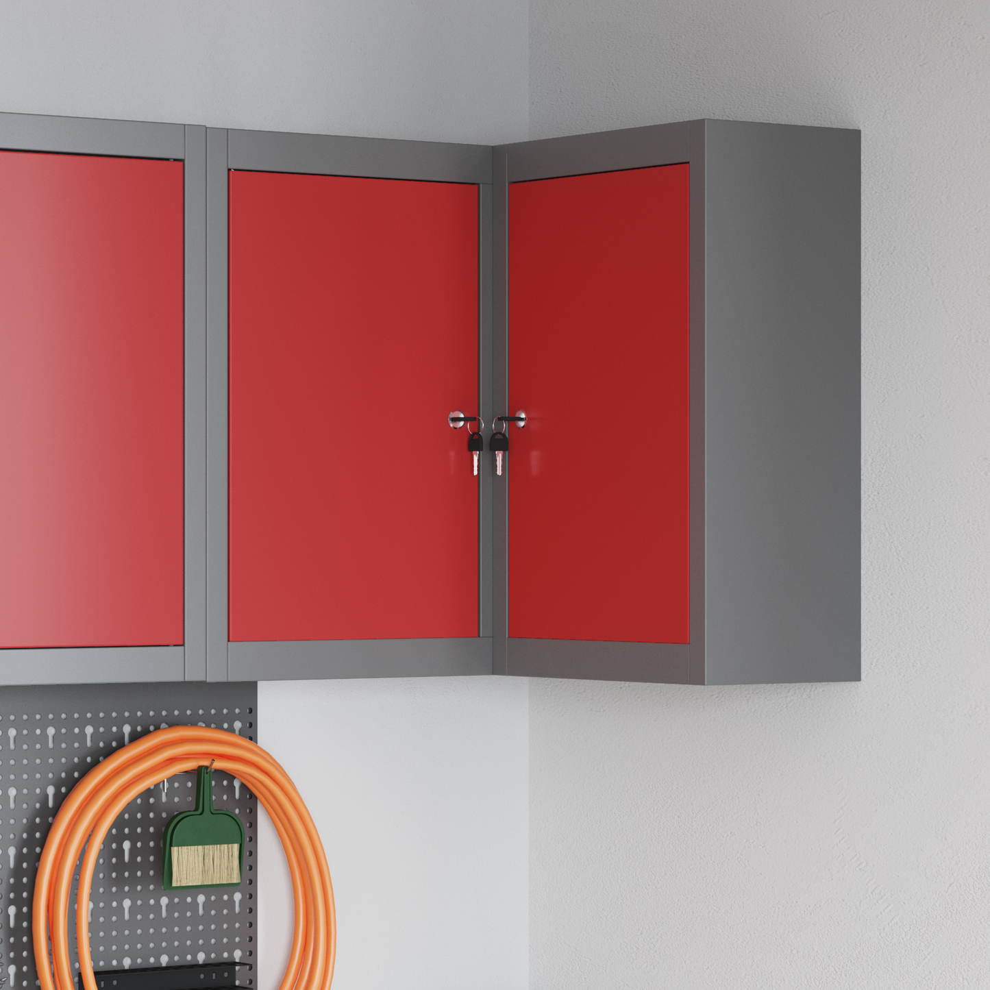 Tool Cabinet with Shelf with Lock Red and Grey 55 x 55 x 55 cm