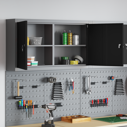 Tool Cabinet with Shelf Black and Grey 100 x 20 x 55 cm