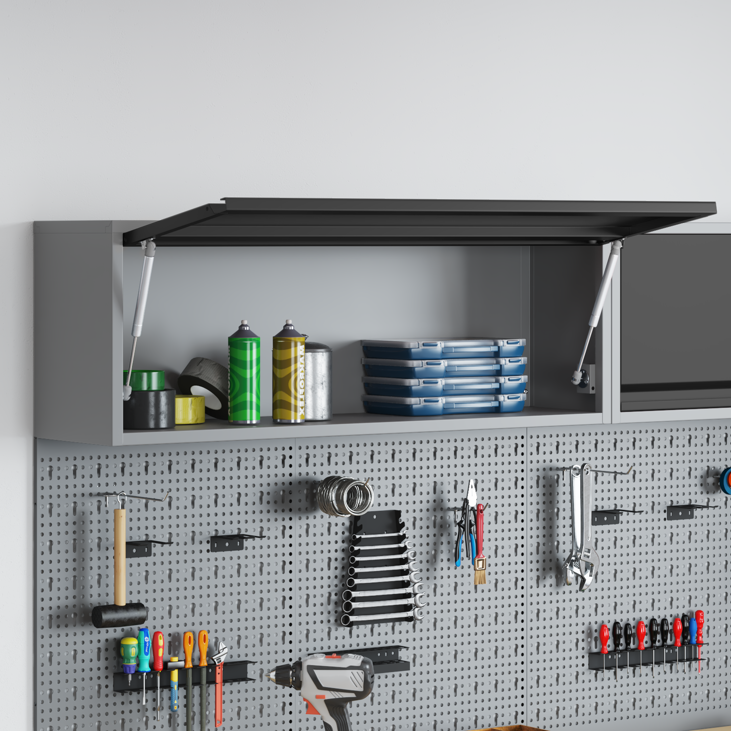 Tool Cabinet with Storage Black and Grey 100 x 25 x 35 cm