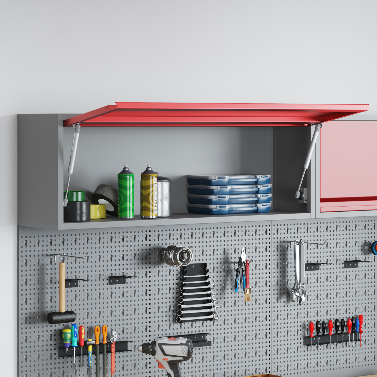 Tool Cabinet with Storage Red and Grey 100 x 25 x 35 cm