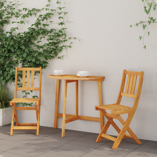 Garden Chair with Cushion Folding 2 pcs Solid Acacia Wood