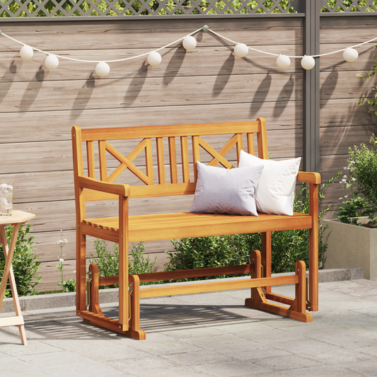 Garden Glider Bench Natural 110 x 59 x 97 cm Solid Acacia Wood