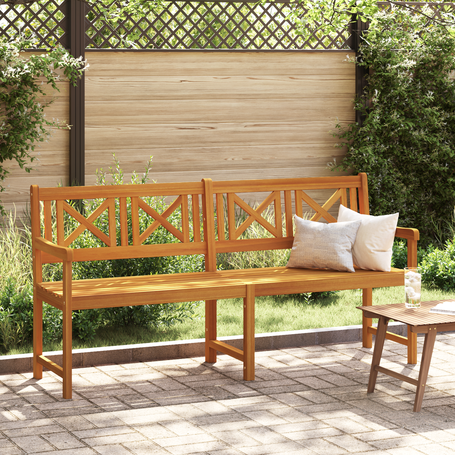 Outdoor Bench Natural 180 x 56 x 90 cm Solid Acacia Wood
