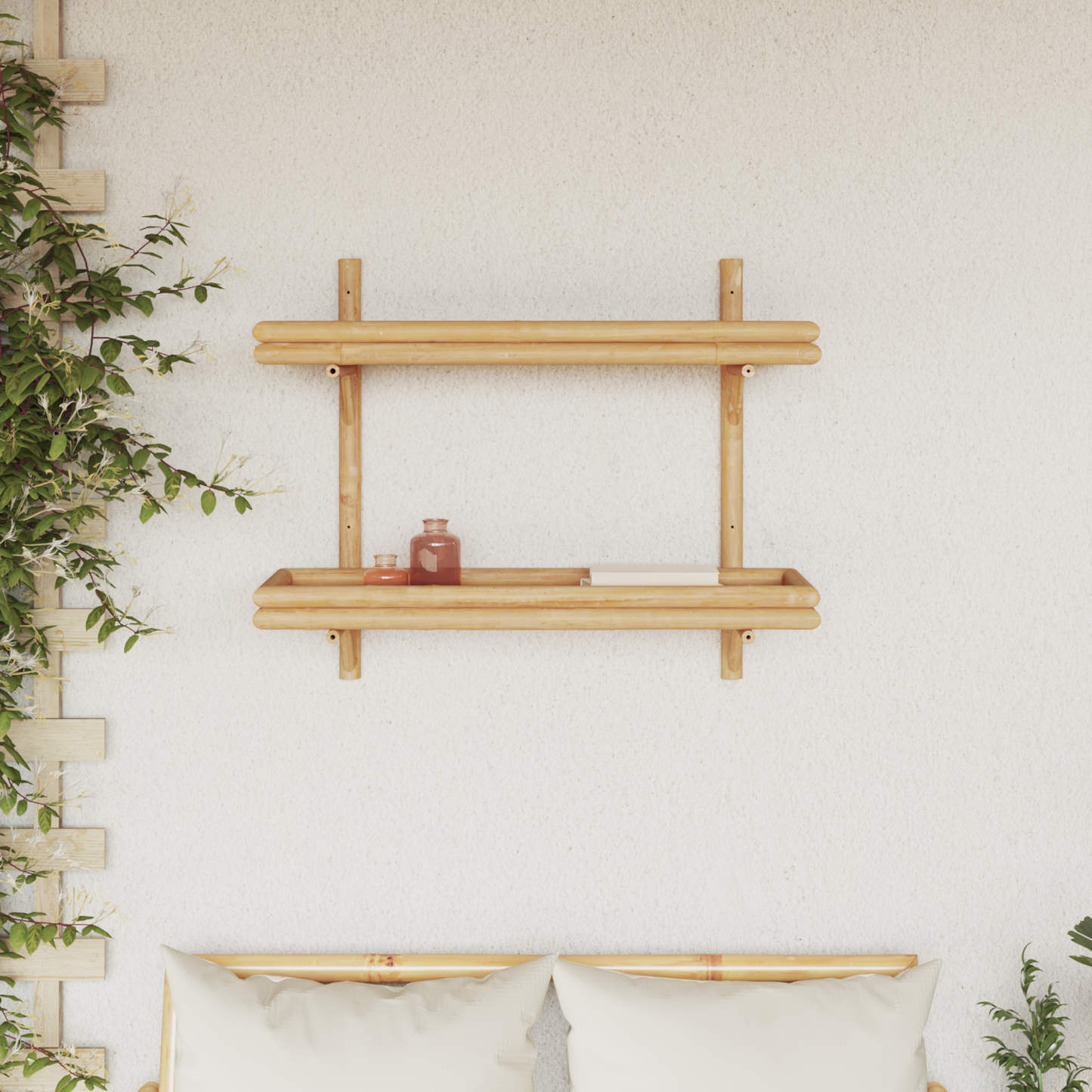 Wall Shelf with Shelf Wall-mounted Brown 75 x 26 x 60 cm Bamboo