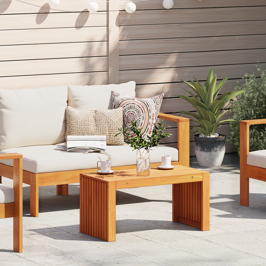 Side Table Oil Natural 70 x 35 x 35 cm Solid Acacia Wood