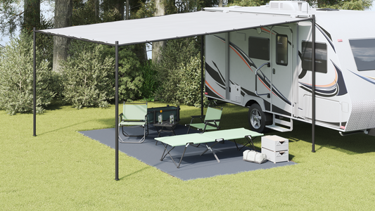 Tent Carpet Folding Blue and Grey 500 x 250 cm Polyethylene