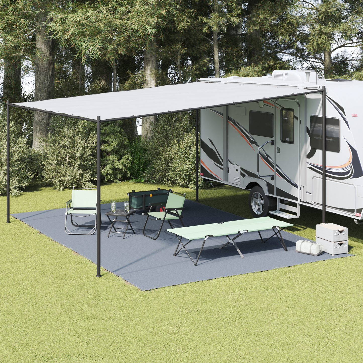Tent Carpet Folding Blue and Grey 600 x 250 cm Polyethylene