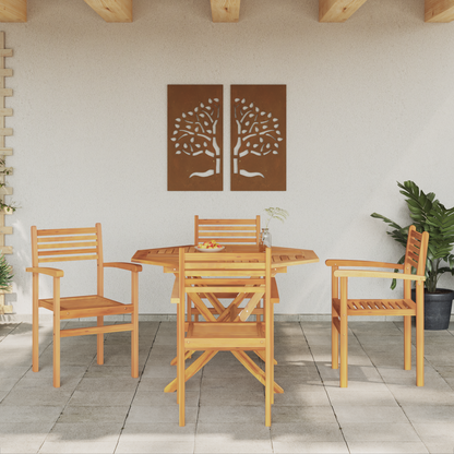 Chair 4 pcs Brown 56 x 55 x 90.5 cm Solid Teak Wood