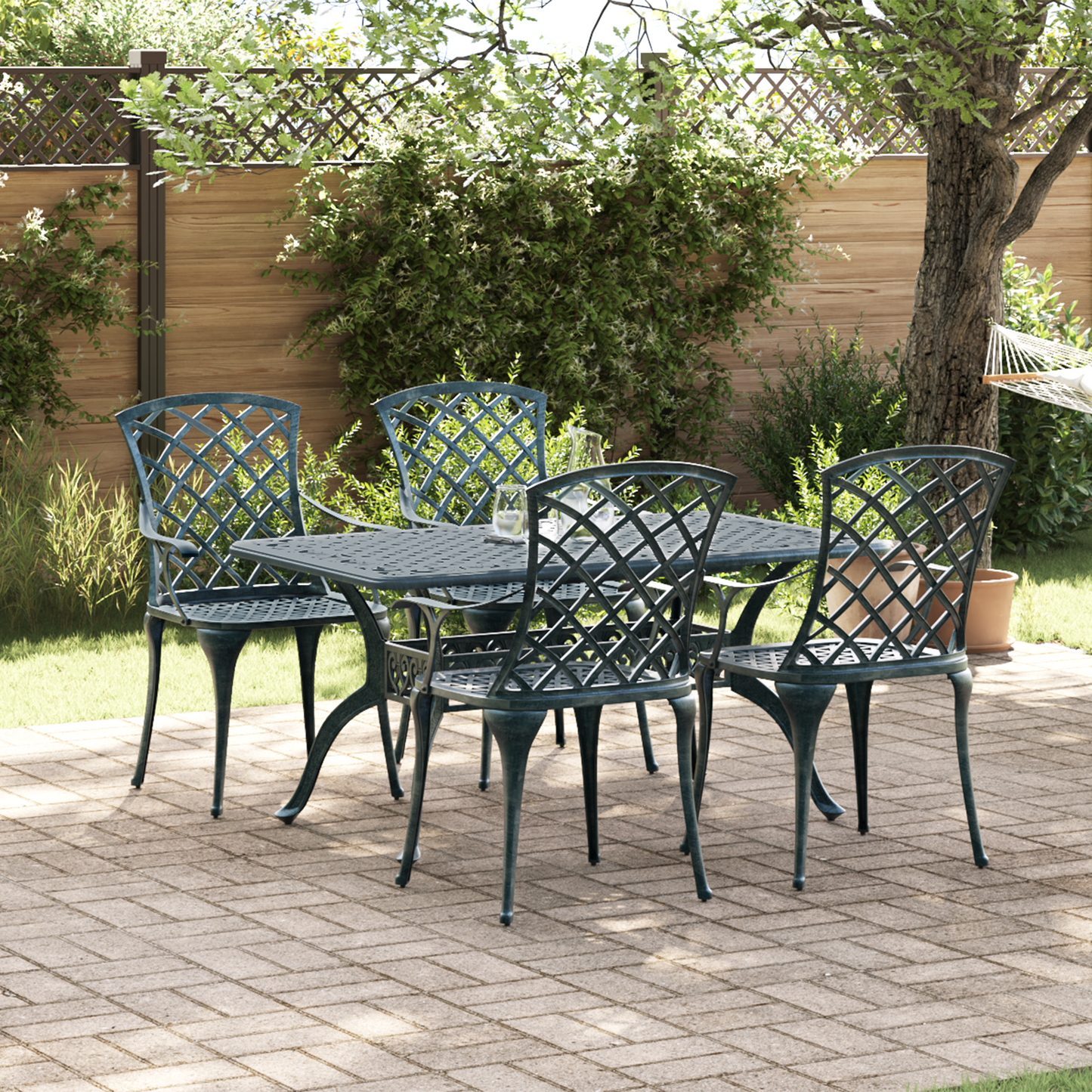 Garden Chair 4 pcs Green 61 x 60.5 x 93cm Aluminium