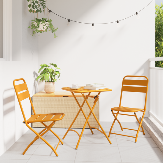 Garden Folding Chair Folding 2 pcs Mustard 42 x 52 x82cm
