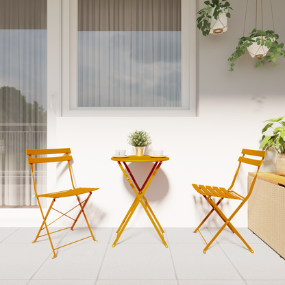 Garden Folding Chair Folding 2 pcs Mustard 42 x 46 x 82cm Metal