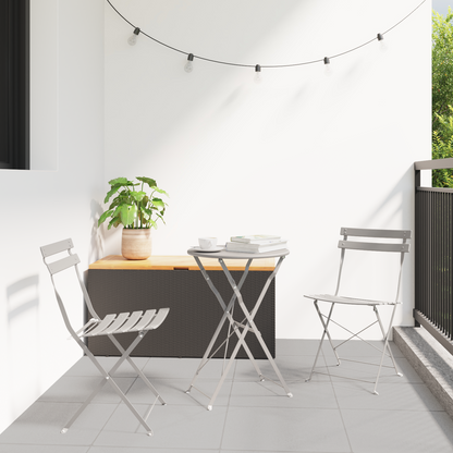 Garden Folding Chair Folding 2 pcs Beige 42 x 46 x 82cm Metal