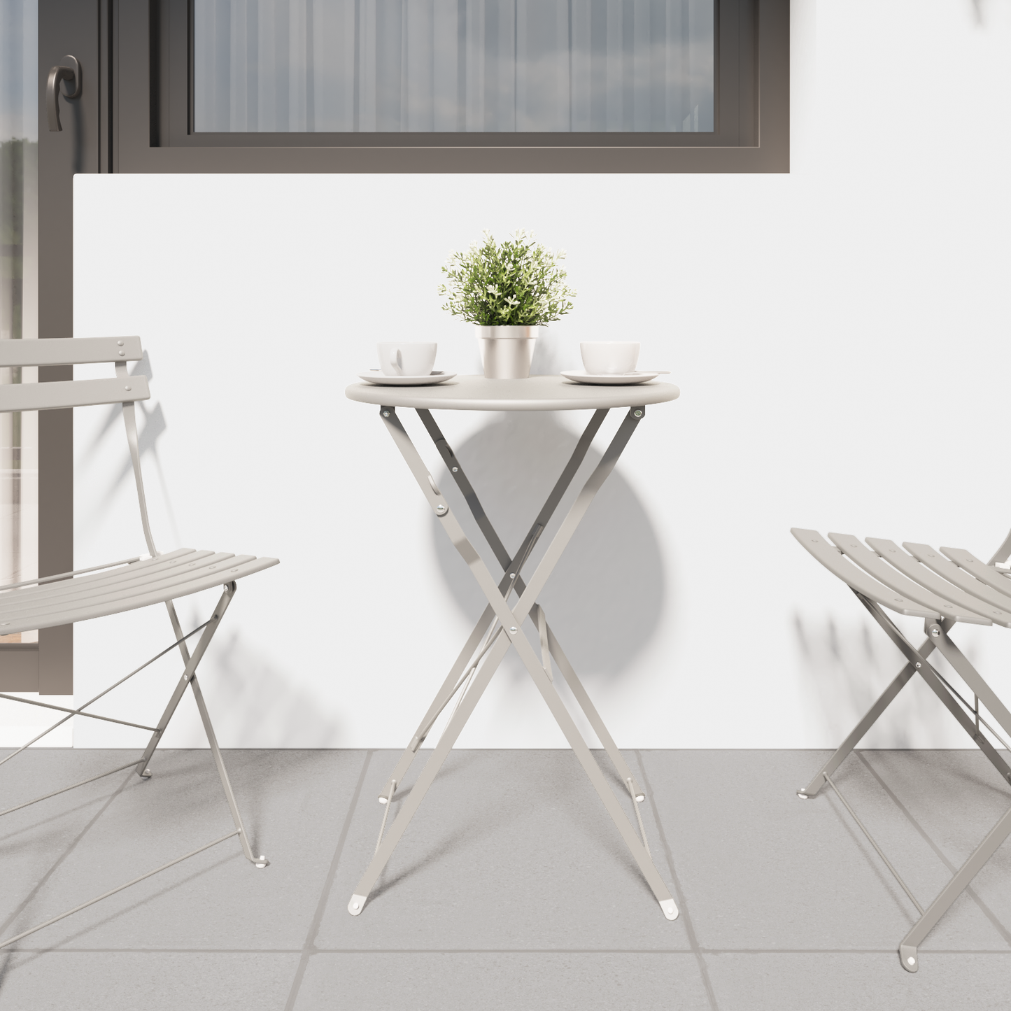 Bistro Table Folding Beige Ø 50 x 71 cm Powder-coated Steel