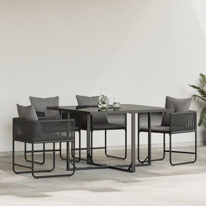 Chair with Cushion 4 pcs Black and Anthracite PE Rattan