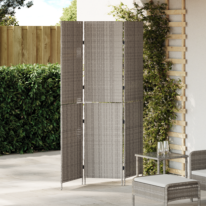 Room Divider Folding Manual Grey 146 x 180 cm Poly Rattan