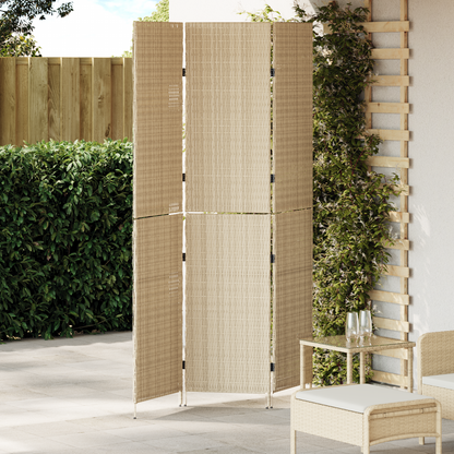 Room Divider Folding Manual Beige 147 x 180 cm Poly Rattan