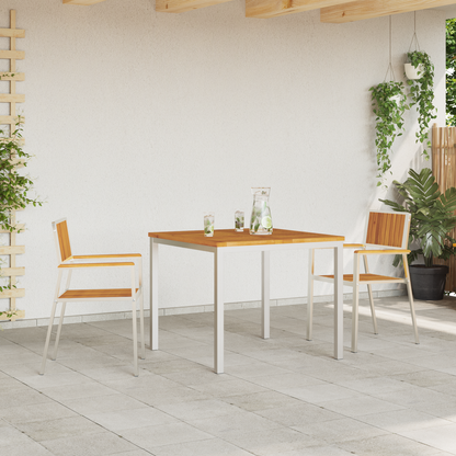 Garden Chair 2 pcs Solid Acacia Wood and Stainless Steel