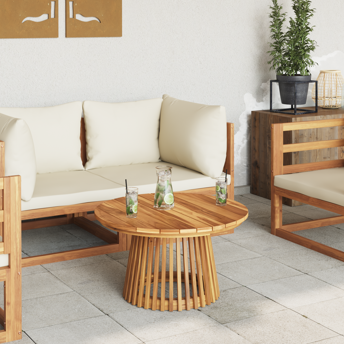 Side Table Brown 70 x 70 x 40 cm Solid Teak Wood