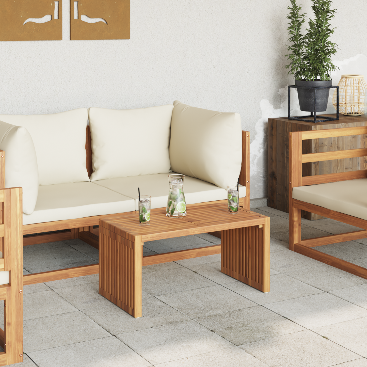 Garden Side Table Brown 70 x 37.5 x 35.5 cm Solid Teak Wood
