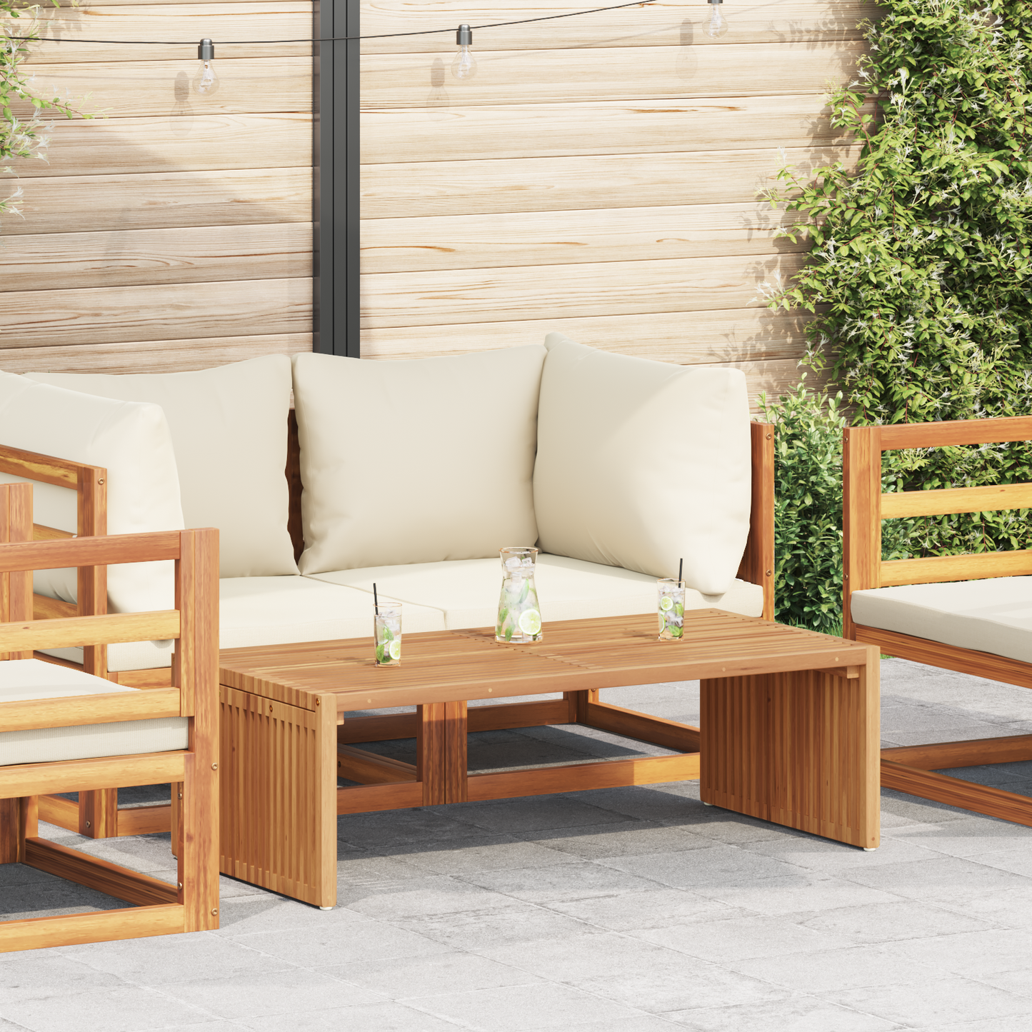 Garden Side Table Brown 110 x 55 x 35.5 cm Solid Teak Wood