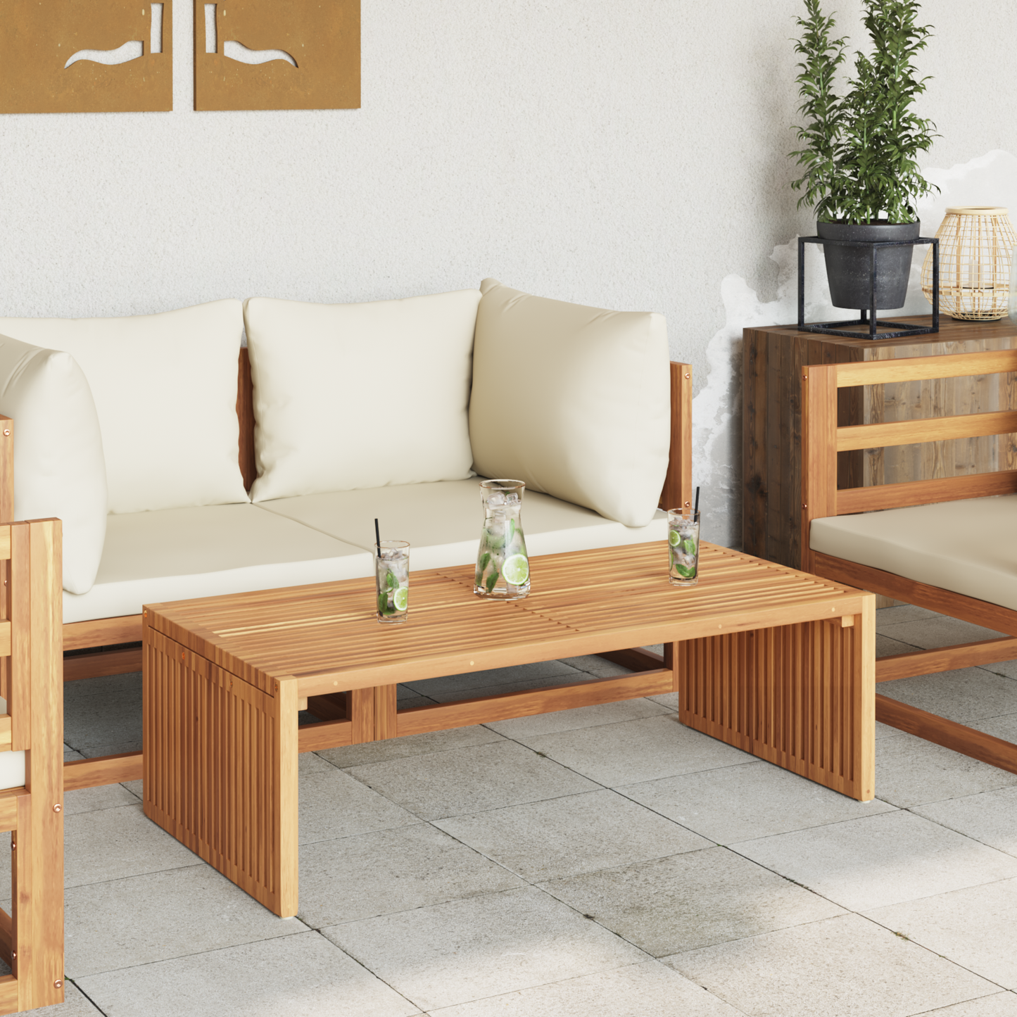 Garden Side Table Brown 110 x 55 x 35.5 cm Solid Teak Wood