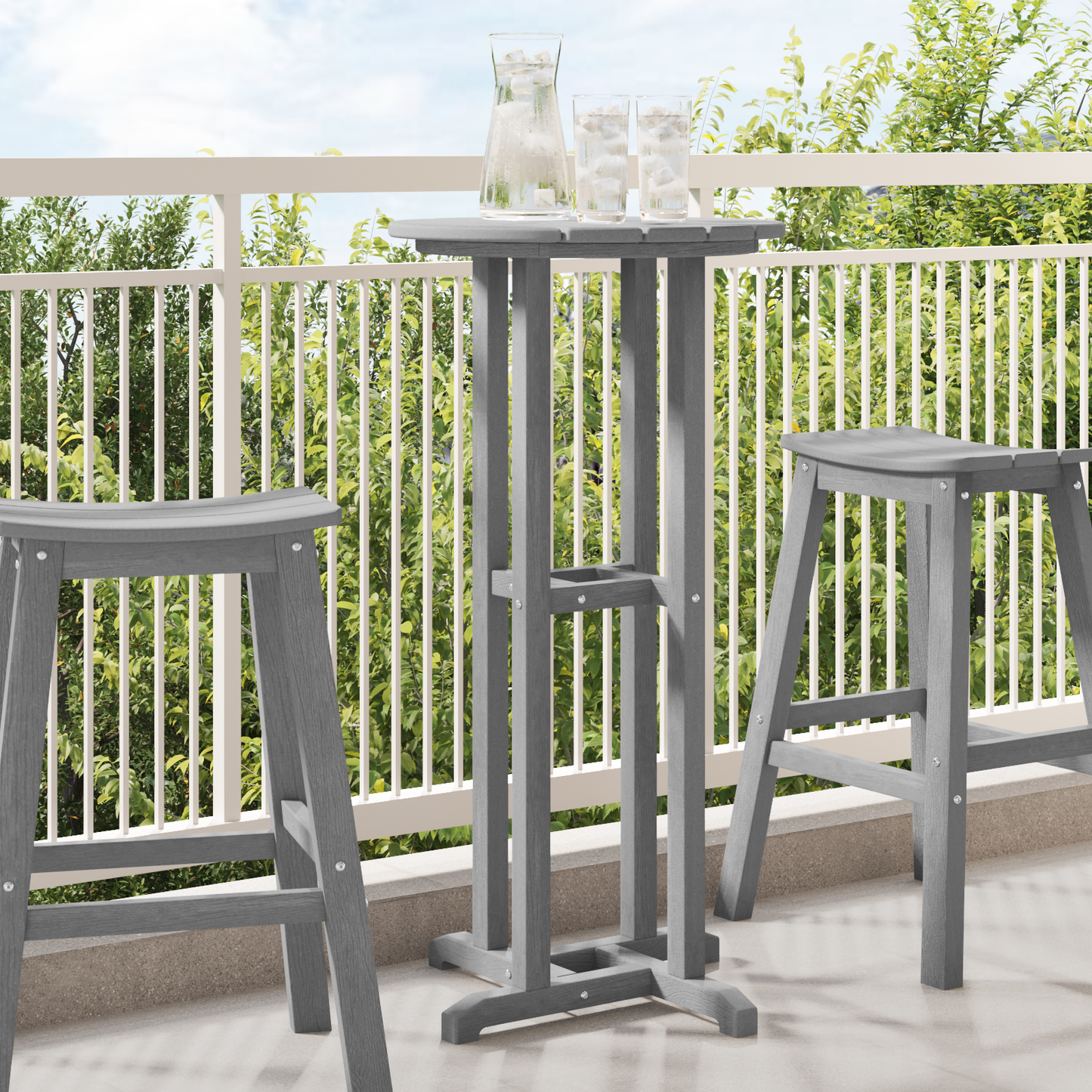 Bar Table Light Grey 55 x 55 x 107 cm Polyethylene