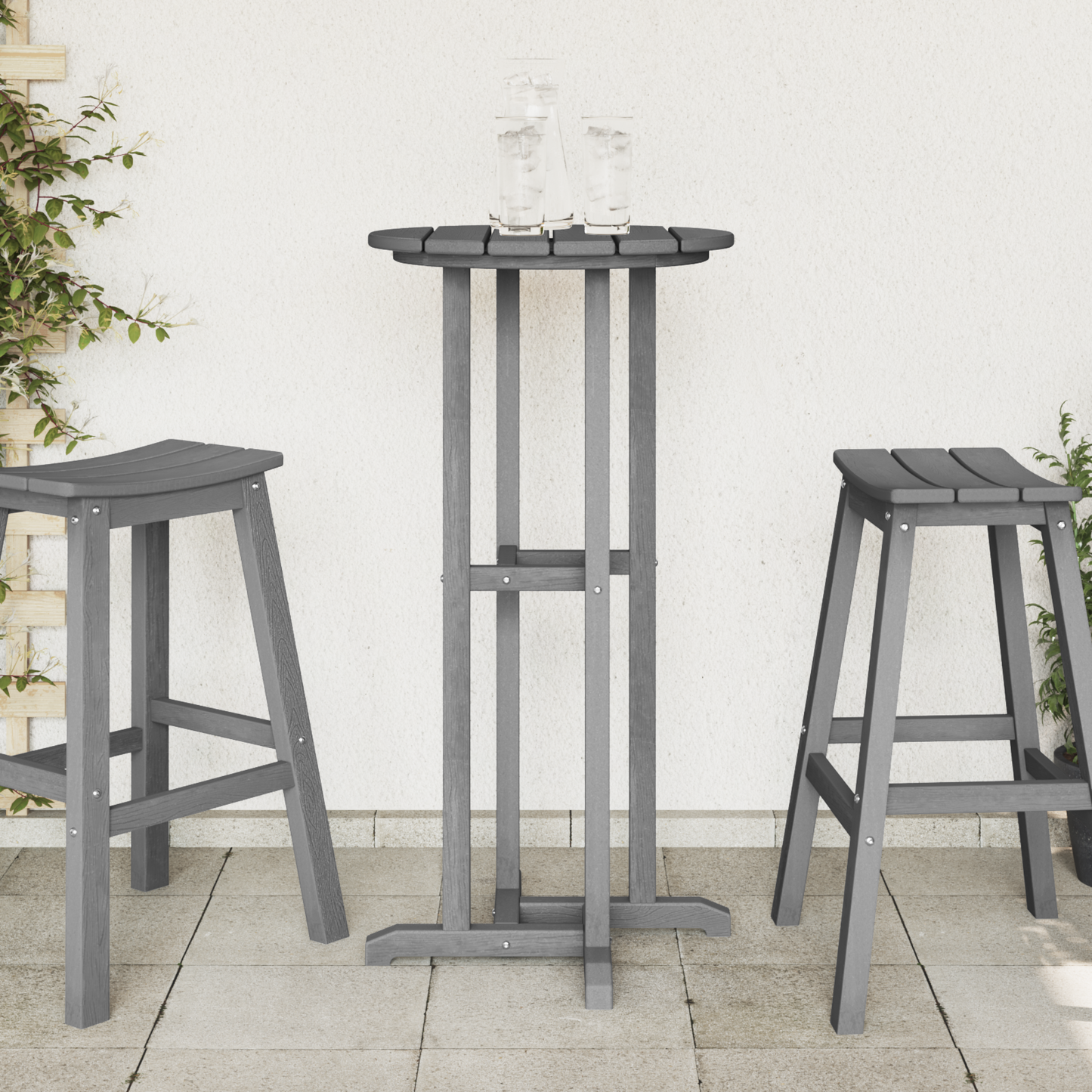 Bar Table Light Grey 55 x 55 x 107 cm Polyethylene