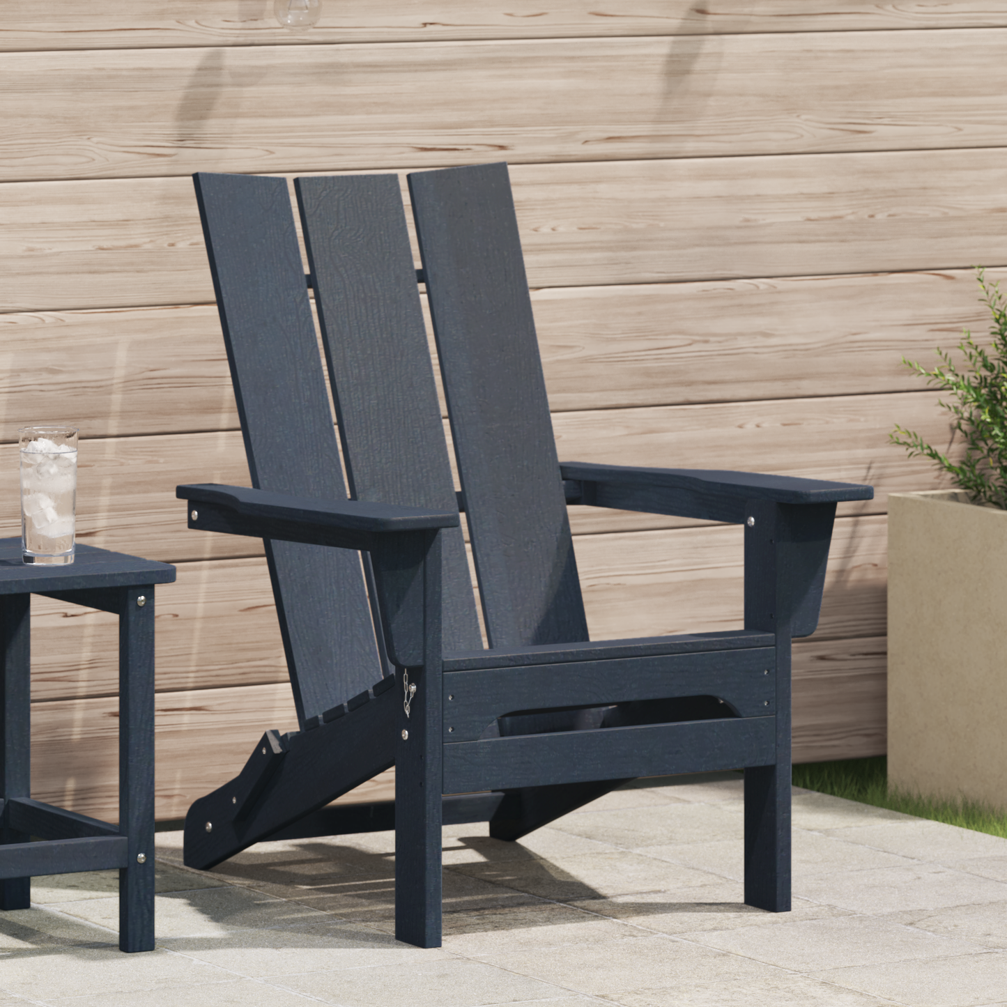 Folding Adirondack Chair Navy Blue 80.5 x 74.5 x 92 cm HDPE