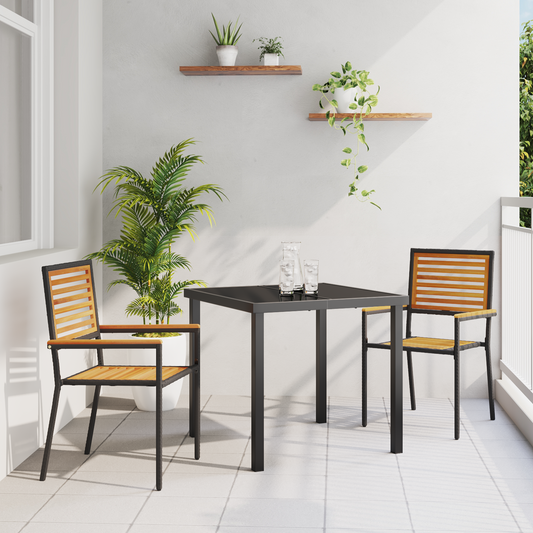 Garden Stacking Chairs 2 pcs Brown and Black 54 x 56 x 90 cm