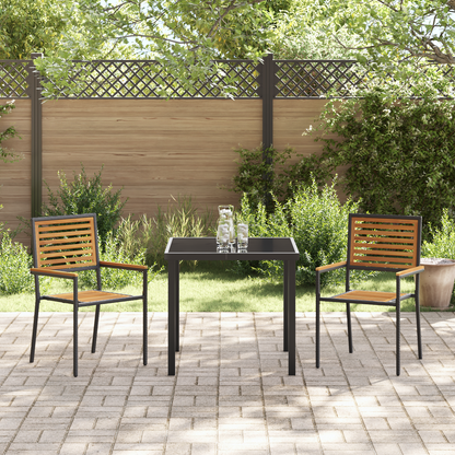 Garden Stacking Chairs 2 pcs Brown and Black 54 x 56 x 90 cm