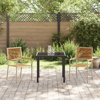 Garden Stacking Chairs 2 pcs Brown and Beige 54 x 56 x 90 cm